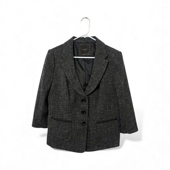 The Limited Jackets & Blazers - The Limited Collection Black & Gray Tweed 3/4 Sleeve Tailored Blazer